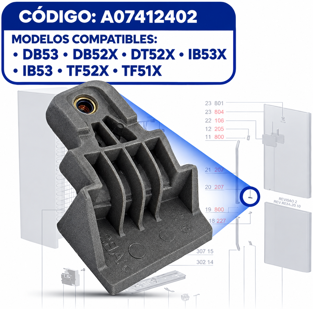 Soporte de manija para refrigerador Electrolux - A07412402