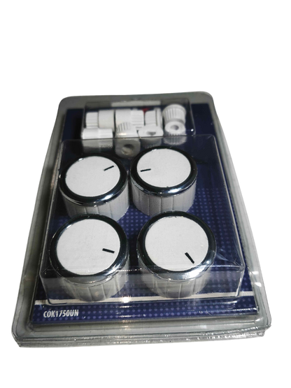 Kit 4 perillas - cocina / horno + 8 acoples - color blanco