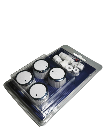 Kit 4 perillas - cocina / horno + 8 acoples - color blanco
