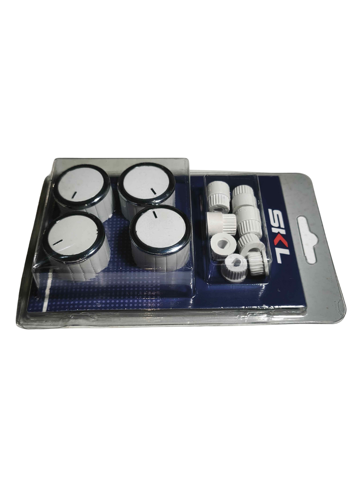 Kit 4 perillas - cocina / horno + 8 acoples - color blanco