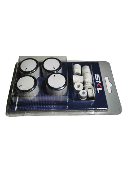 Kit 4 perillas - cocina / horno + 8 acoples - color blanco