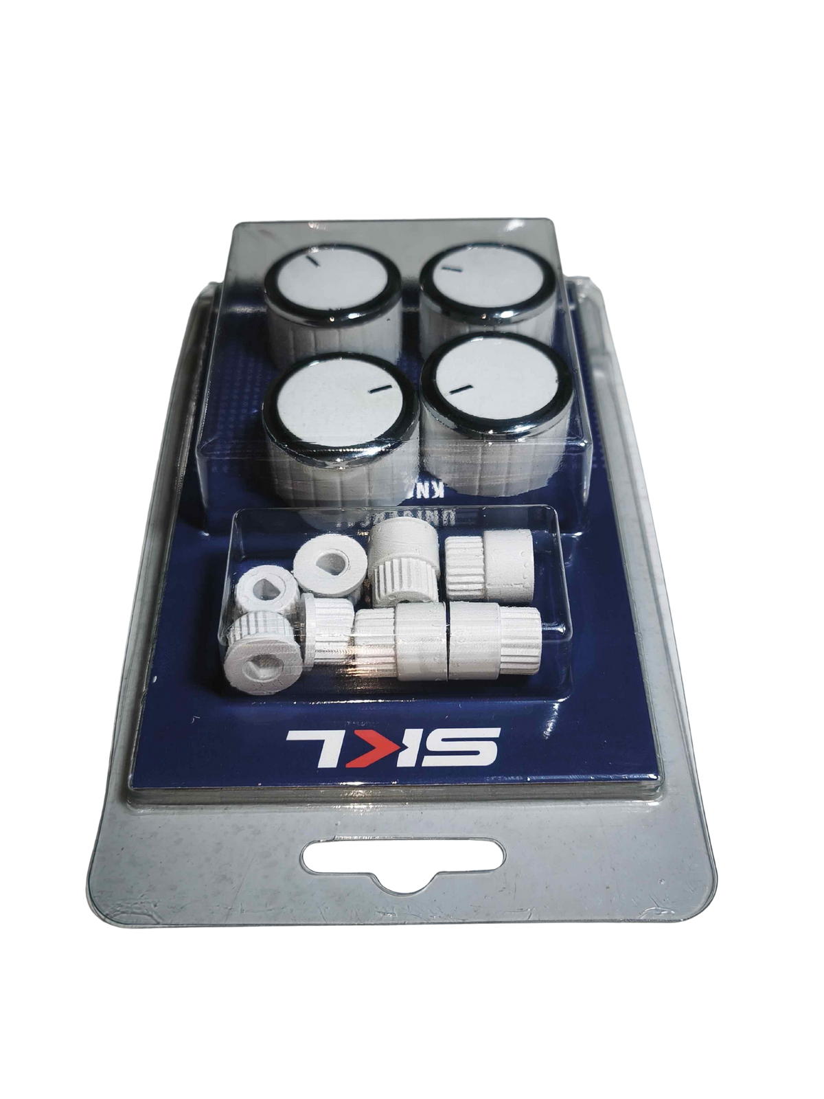Kit 4 perillas - cocina / horno + 8 acoples - color blanco