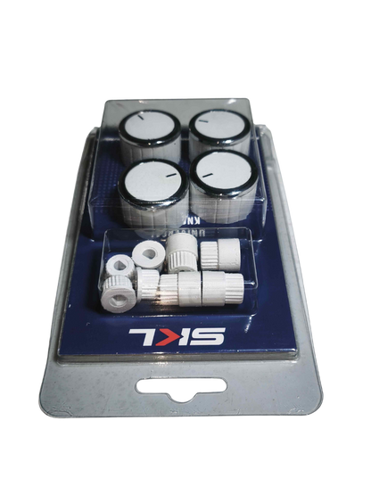 Kit 4 perillas - cocina / horno + 8 acoples - color blanco