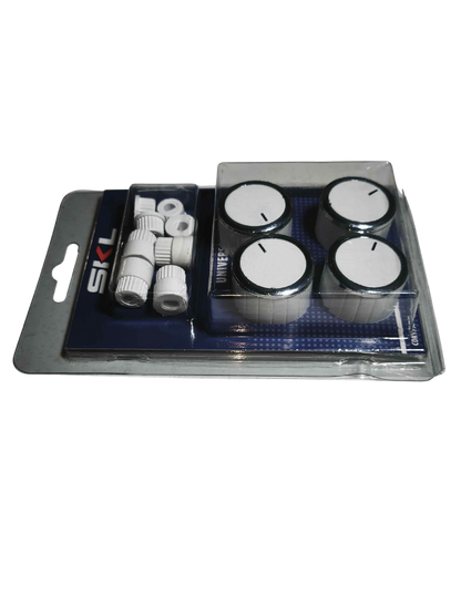 Kit 4 perillas - cocina / horno + 8 acoples - color blanco
